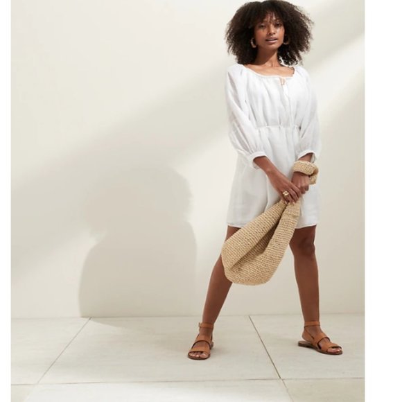 NWT Banana Republic Ramie Balloon Sleeve Dress XXSP Navy F468 - Picture 5 of 5